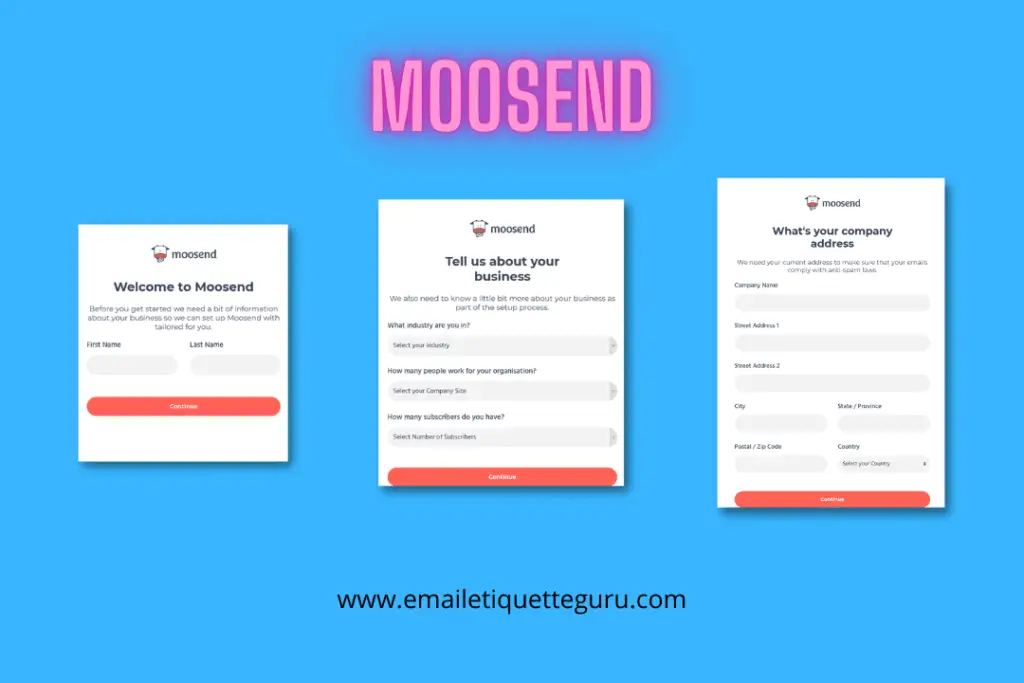 Moosend account creation process
