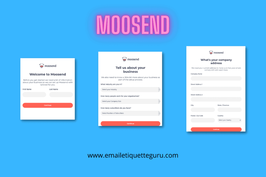 Moosend account creation process
