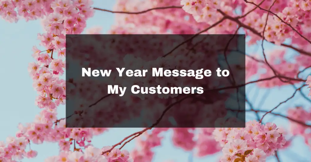 New Year Message to My Customers